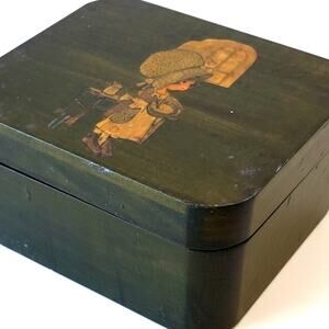 Vintage 1970s Holly Hobbie Wooden Trinket Box Decoupage Jewelry Keepsake Chest